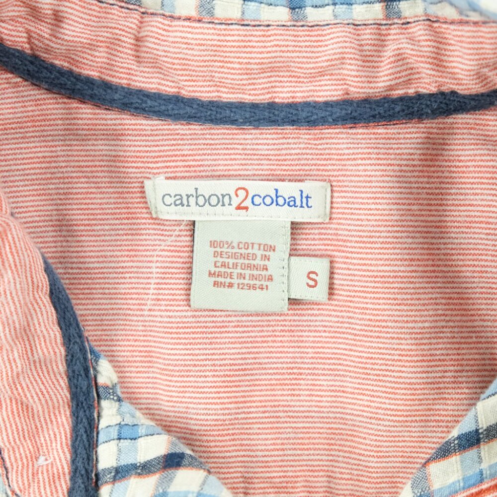 Carbon 2 Cobalt Mens Textured Plaid Button front Long Sleeve Shirt Size Small - Picture 3 of 6